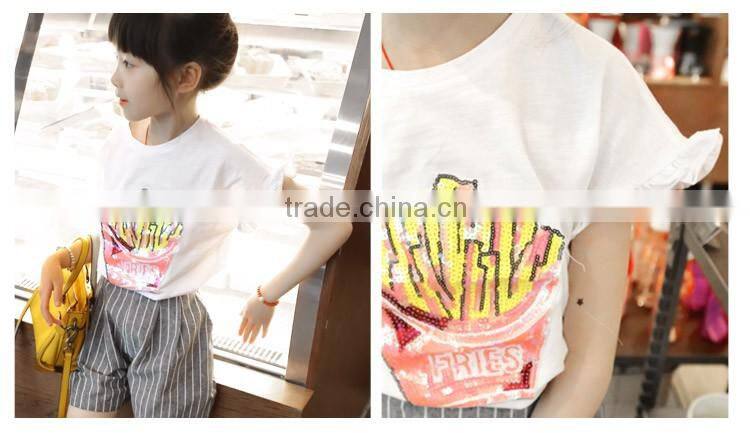 Popular Special Decor Breathable Cotton Children Short Sleeve for Girls