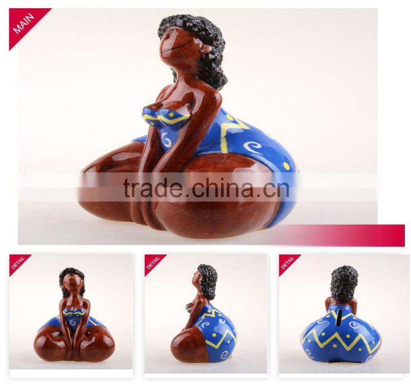 wholesale delicate fancy piggy bank 3D hand painted ceramic coin box