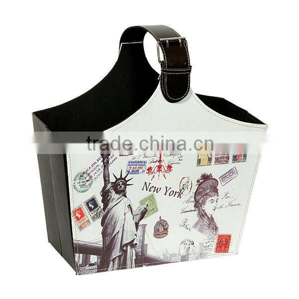 Famous Bulding Print PU Leather Gift Basket