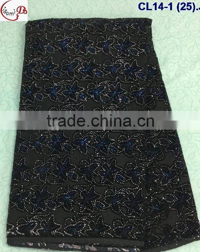 CL14-1 (26) New arrival and high quality African Velvet lace fabric with sequins for dress and clothes