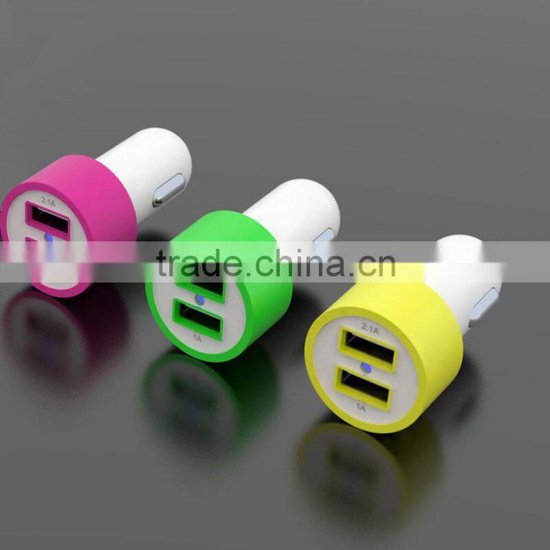 2015 Newest 5V 3.1A colorful Mini Dual USB Car Charger for Apple iphone 6 plus, Samsung Galaxy S5