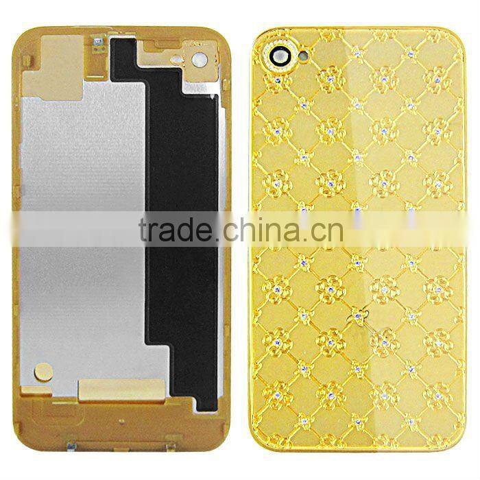 New Diamond Metal Chrome Battery Cover Plum Flower Desigin for iPhone 4S
