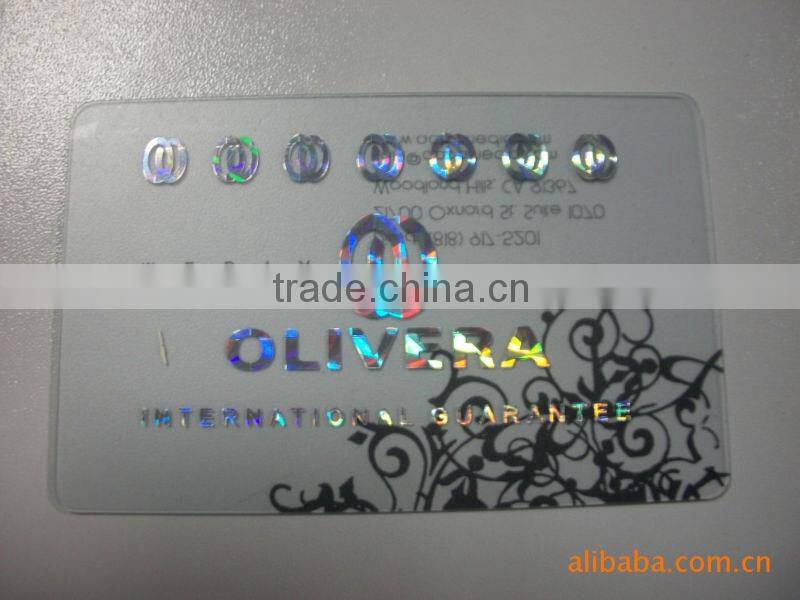 Transparent silver hot stamping PVC card
