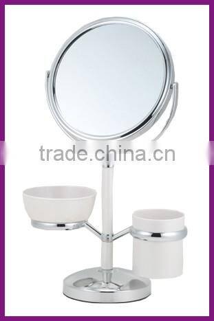7 inch vanity aluminum standing mirror with plastic cups