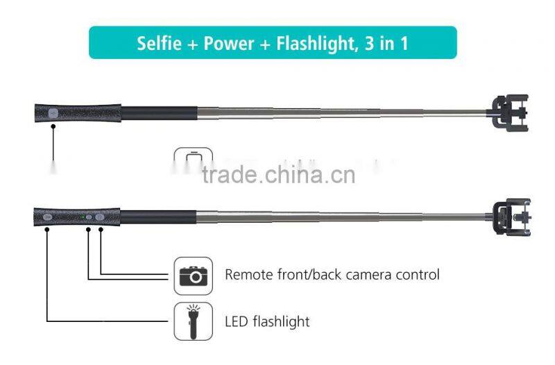 High Tech Power Bank Torch Bluetooth LED Monopod With Zoom Function