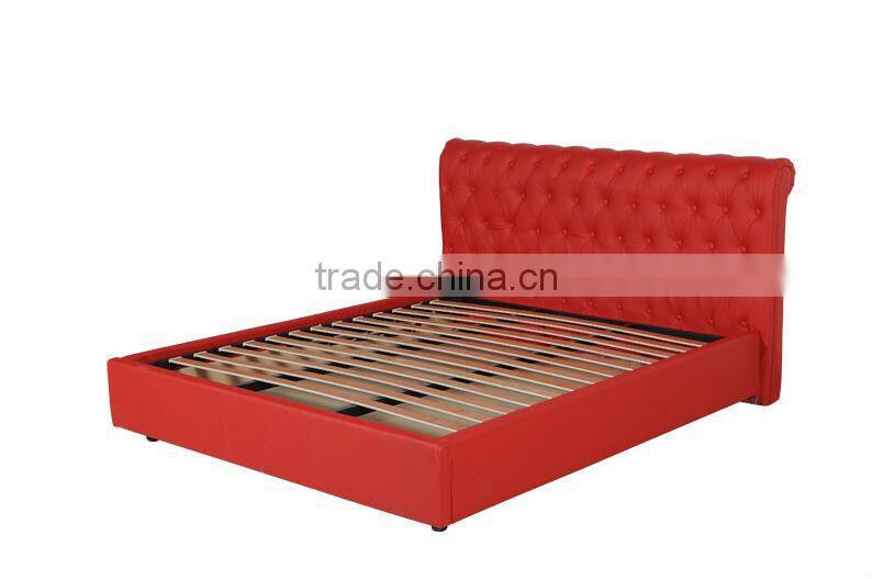 Wooden Iron Soft Package Bed with wood slats