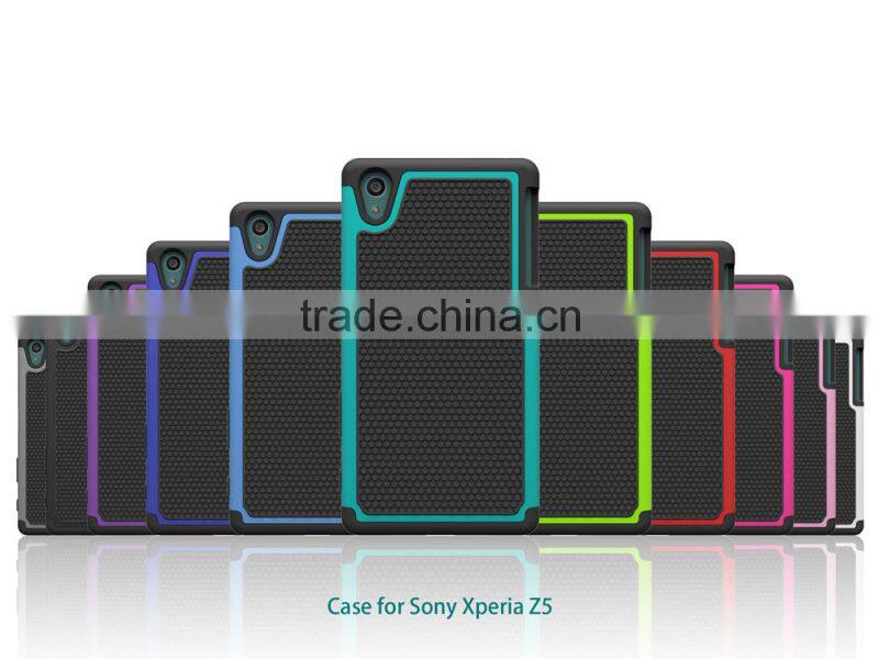 2015 new products TPU+PC Football Pattern Case for sony xperia z5 case factory price