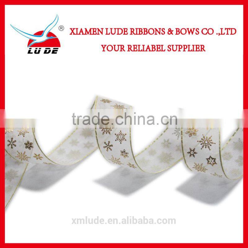 hot sale gold wired edge decorative Christmas ribbon