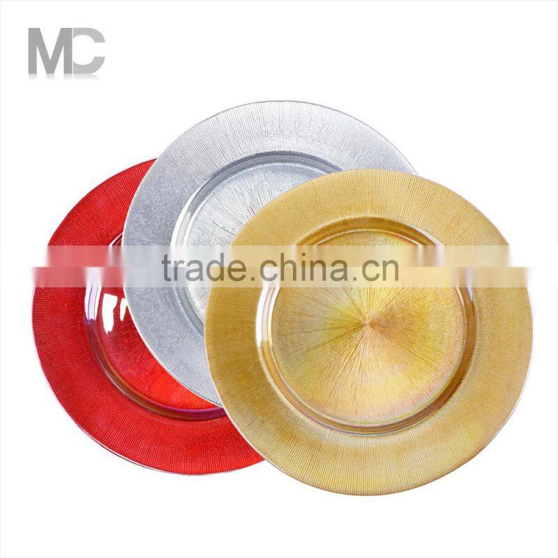 Wholesale Cheap Wedding and Catering Colorful Glass Charger Plates