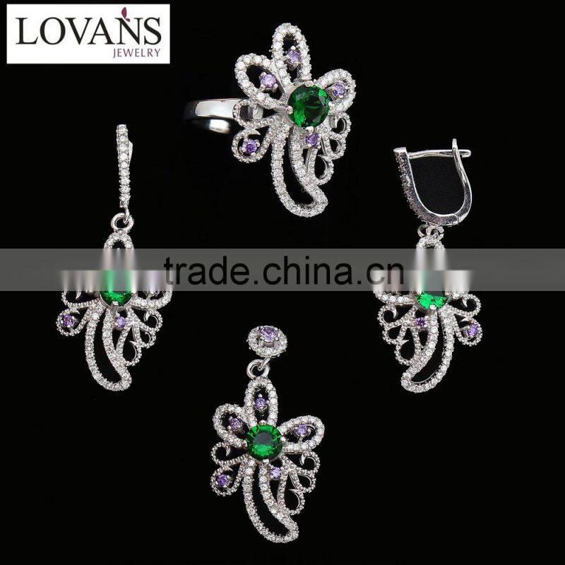 Earrings Jewelry Set Emerald Stone Bridal Jewelry Set China Supplier TZ-0249
