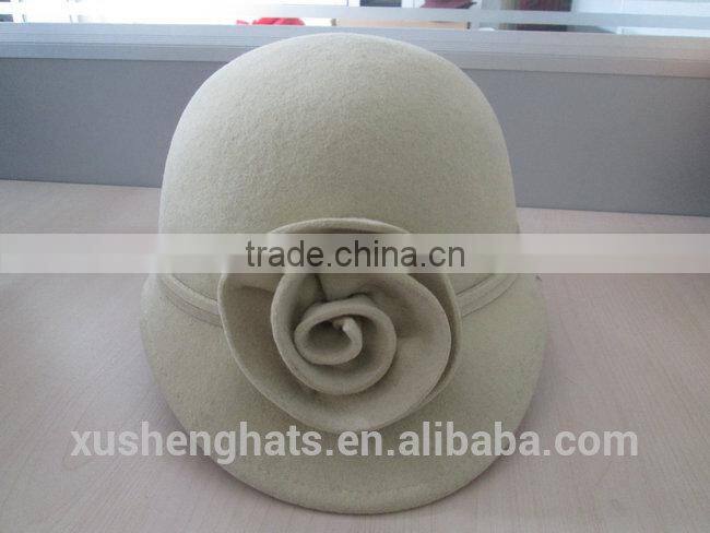 white wool felt hat with ears for girls