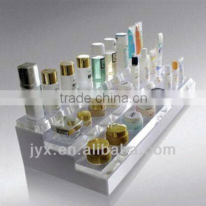 Two Tiers Cosmetic display Round Shape plexiglass acrylic makeup cosmetic display stand