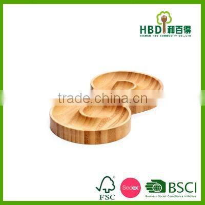 Hot selling S-curved wood bamboo food tray