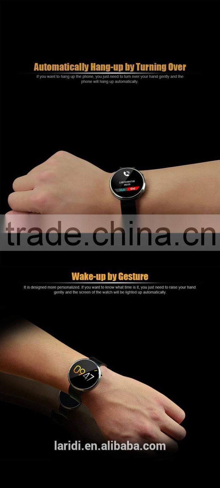 2015 New leather DM360 bluetooth smart watch for full hd 1080p porn sex video android and IOS support pedometer