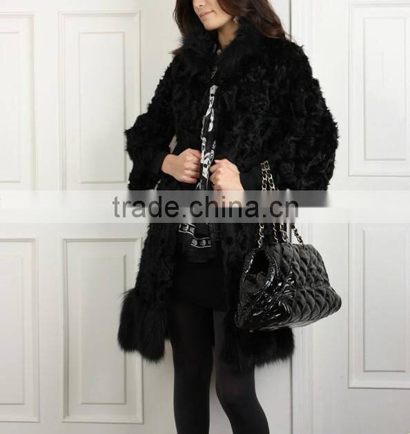 2015 hot selling on fashion lamb fur coat for ladys