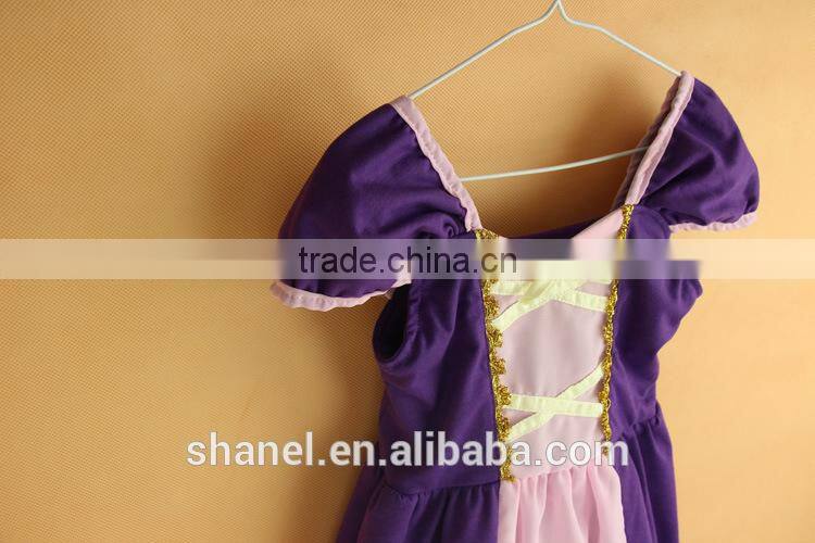 2015 Newest cosplay costume children girl dress tangled long hair princess dress