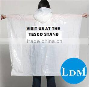 disposable PE rain poncho rain wear for promotion