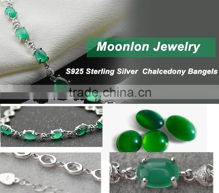 925 sterling silver green chalcedony bracelet, Charm bracelets for women