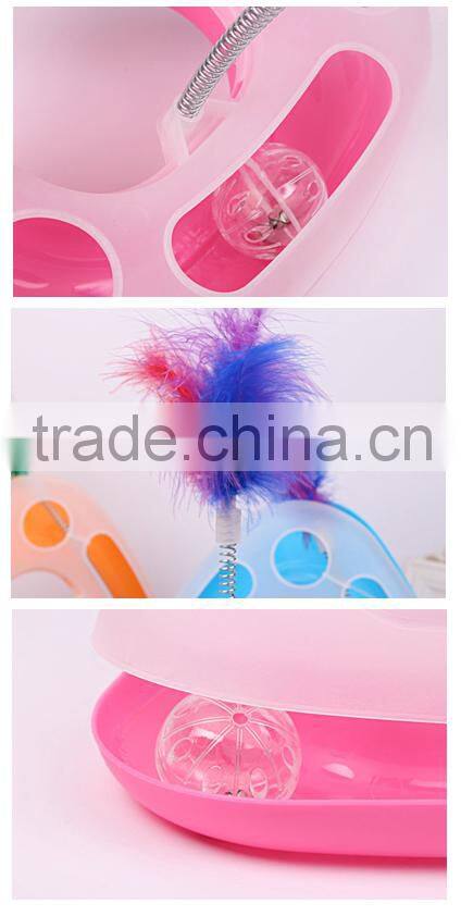 3 Colors Triangle Cat Toys Scratching Posts with Leather Toys for Cat