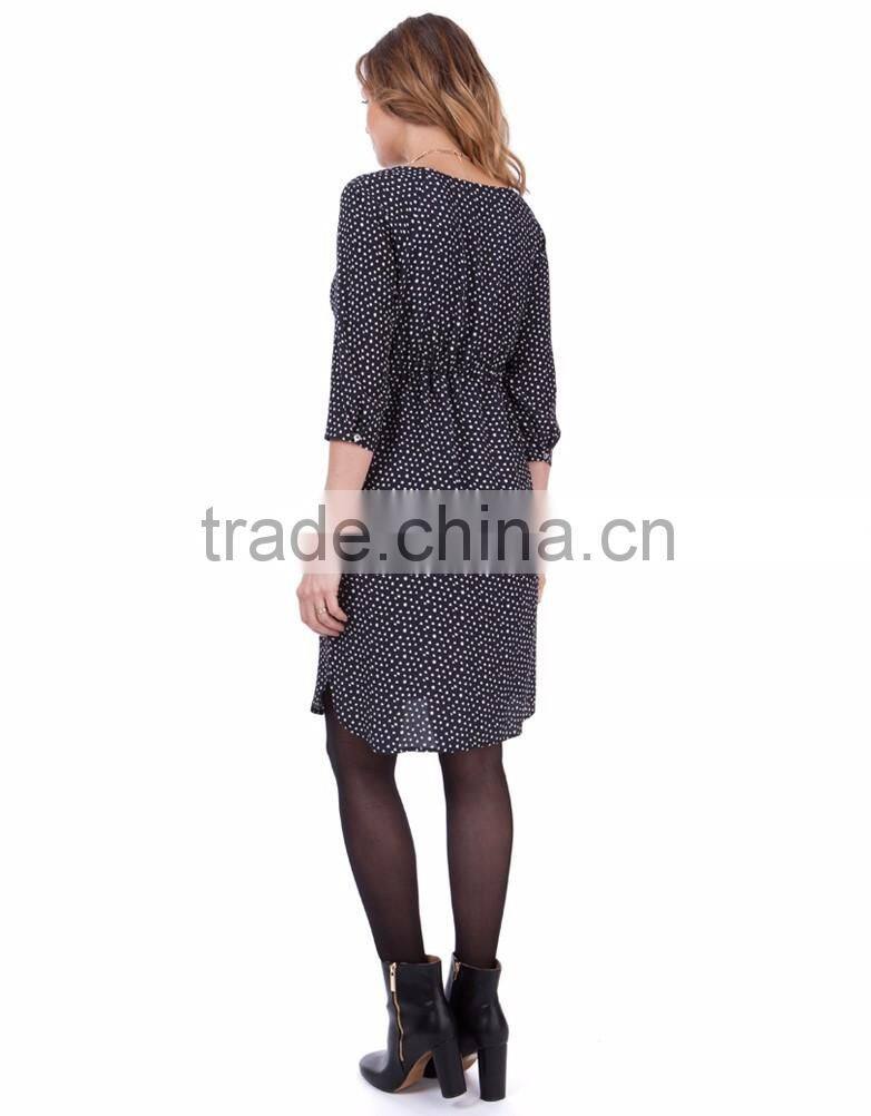 Textured Fabric Maternity Clothes Pregnant Women O-neck