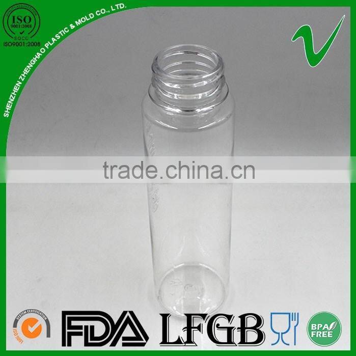 250ml PET round shape plastic juice custom logo bottle with 38mm neck size