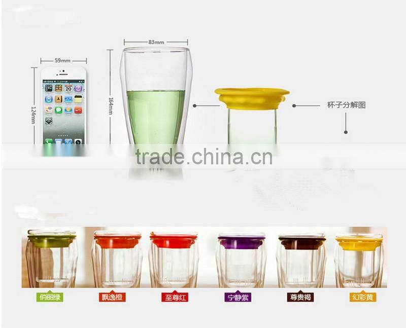 Portable double wall glass tea infuser bottle with tea strainer