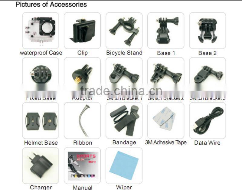 Hot 2.0 inch full hd waterproof wifi sport action camera 1080p