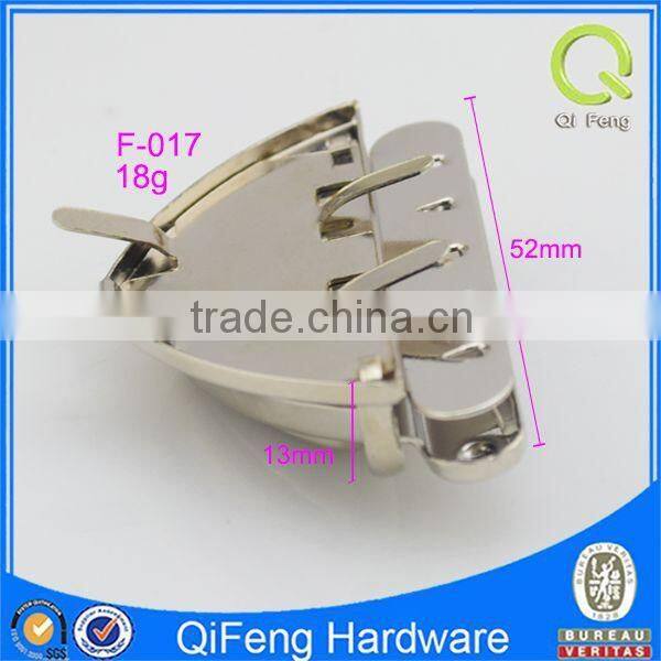 F-017 metal lock for novelty bag metal new design hardware triangle mortise lock