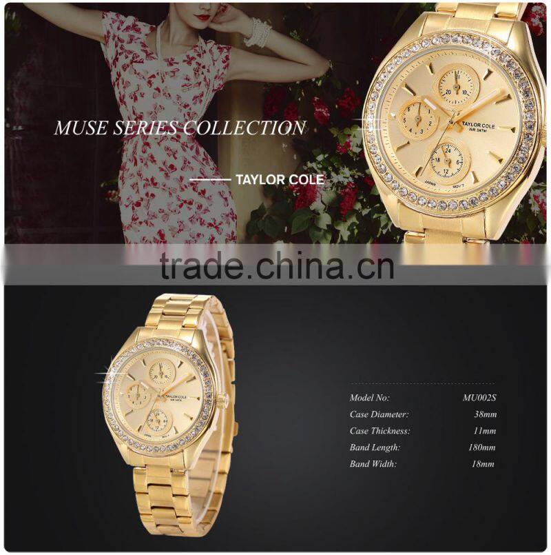 Women Japan Quartz Movement Ladies Fancy Crystal Watches