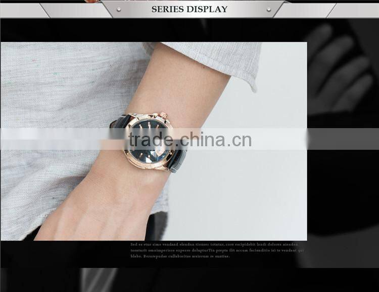 Date Rose Gold Case Analog Leather Strap Male Quartz Clock Men Business Watch