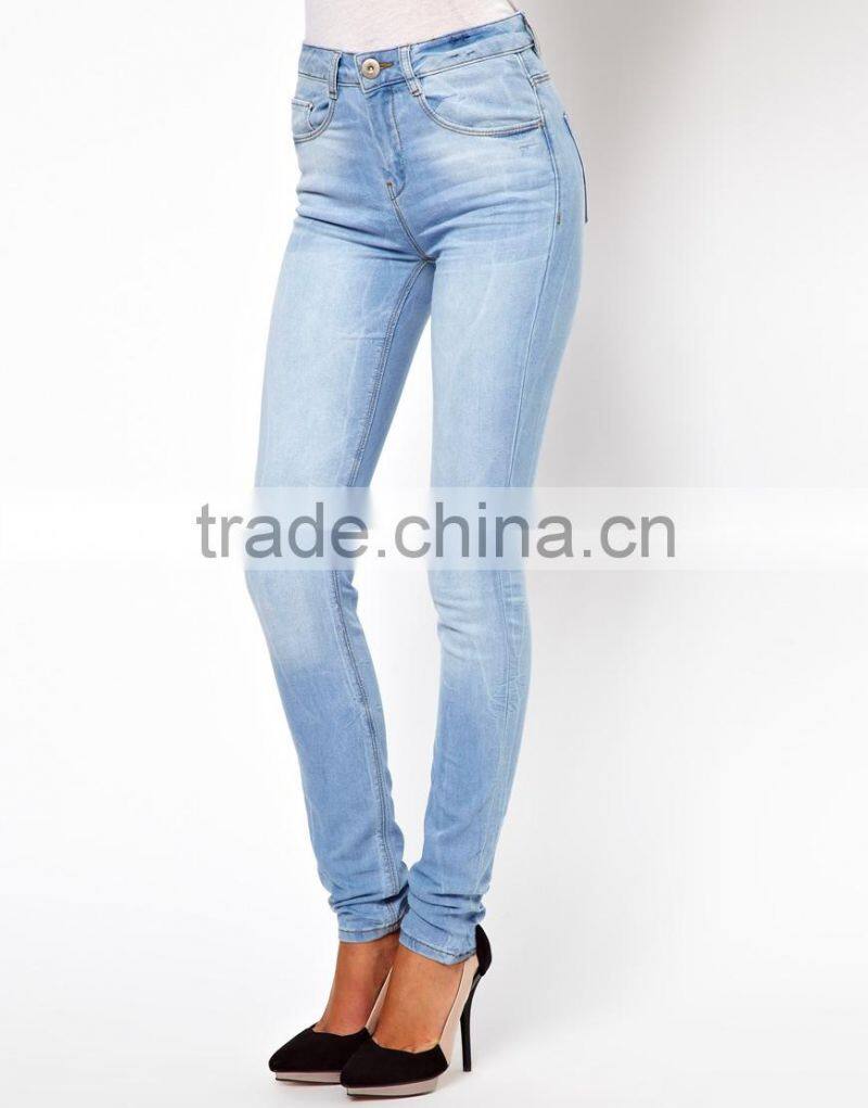 Supersoft High Waisted Ultra Skinny Jeans In Ice Blue Vintage Wash for women (LOTX123)