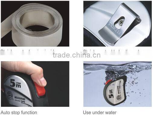 Steel tape measure with stainless steel case