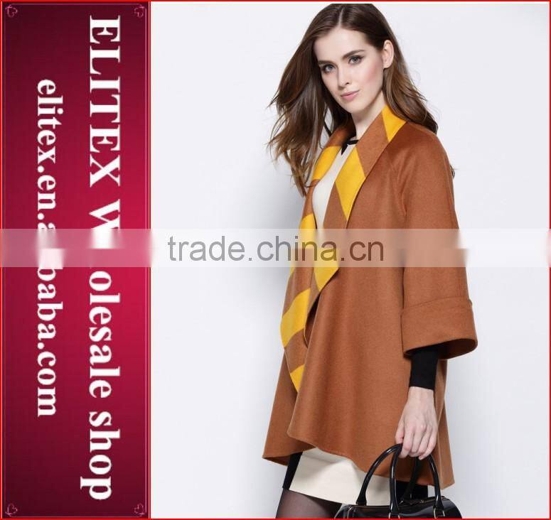 2015 HOT Fashion Yellow Sexy Woman Cashmere Overcoat Winter Dress