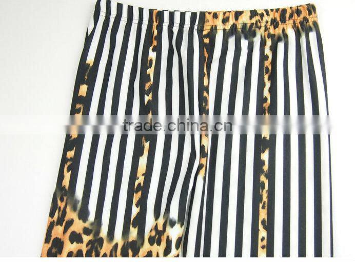 Women`s Striped Leopard Print Slim leg Footless Ladies Leggings