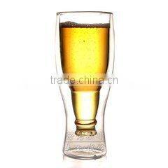 350 ml handmade double wall beer glass with customized logo