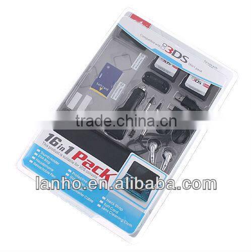 16-in-1 Accessories Full Set Case Card Headphone Pen Charger For Nintendo 3DS