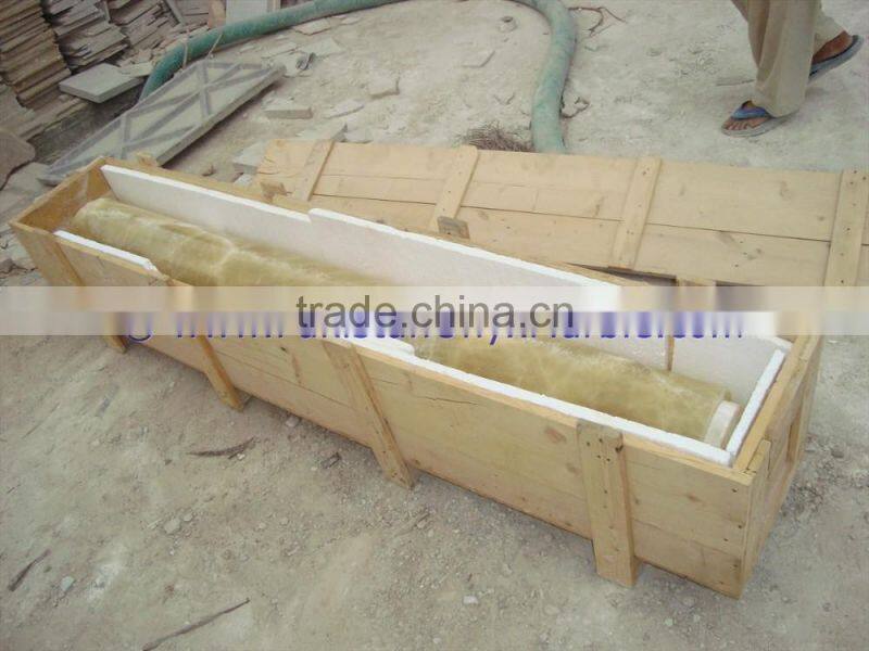 UNIQUE HONEY ONYX PILLARS COLUMNS CARVED