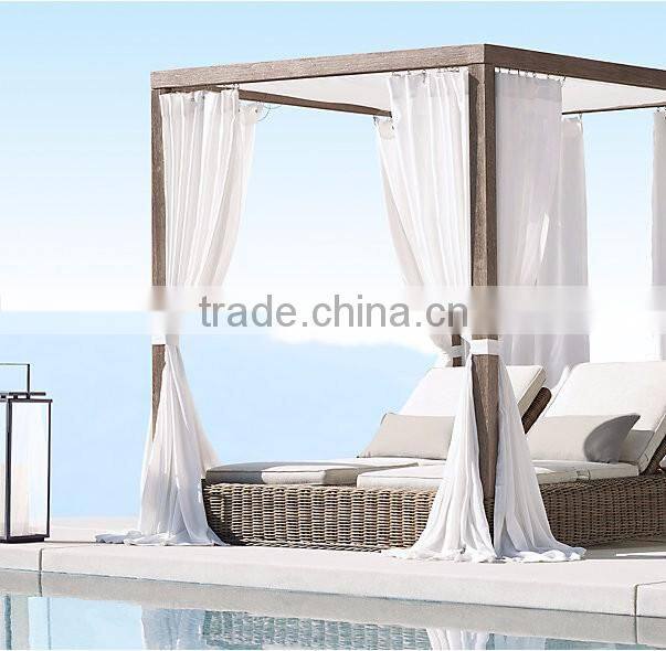 Wicker Furniture Quadrate Double Fabric Sun Loungers