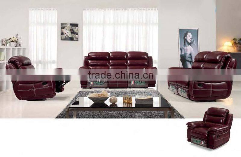Bisini L Shape Genuine Leather Sofa, L Shape Sofa with Recliner, Modern Recliner Home Sofa Furniture
