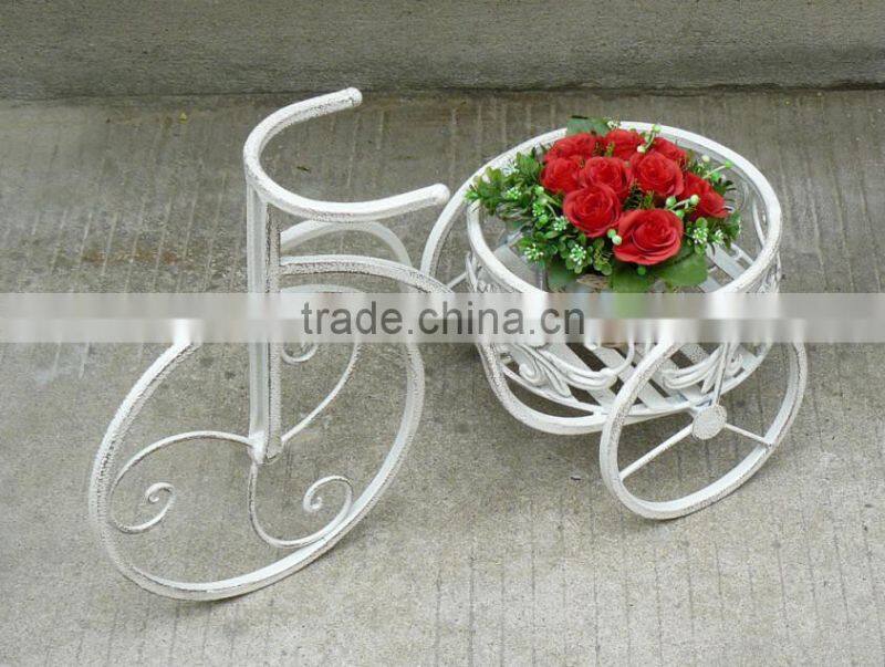 White vintage bike planter