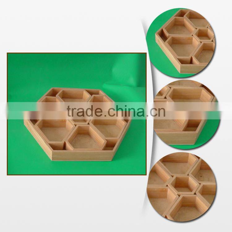 Eco-friendly hexagonal lightweight wood box for candle
