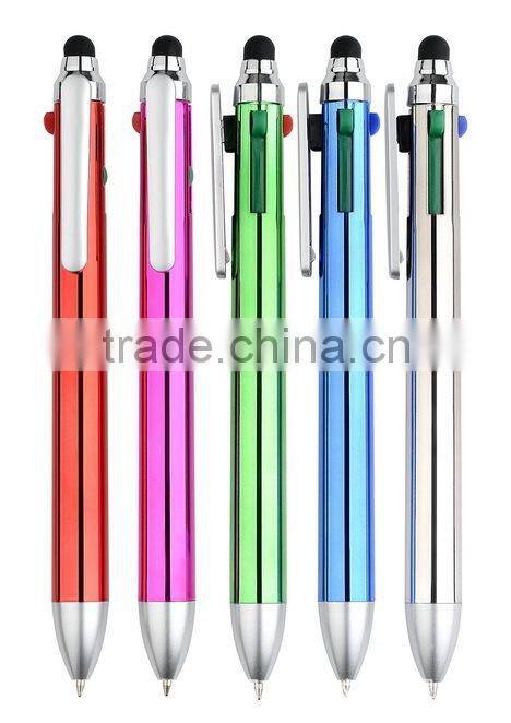 Advertising 4 multi 1 stylus pen with flashlight