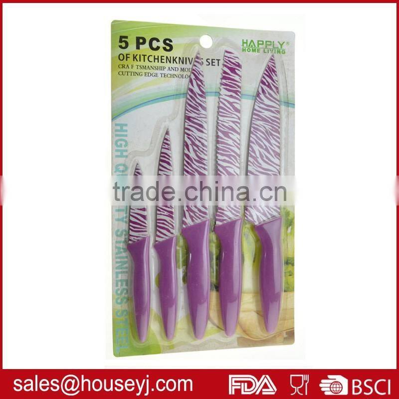 5 pcs non stick color kitchen knife set