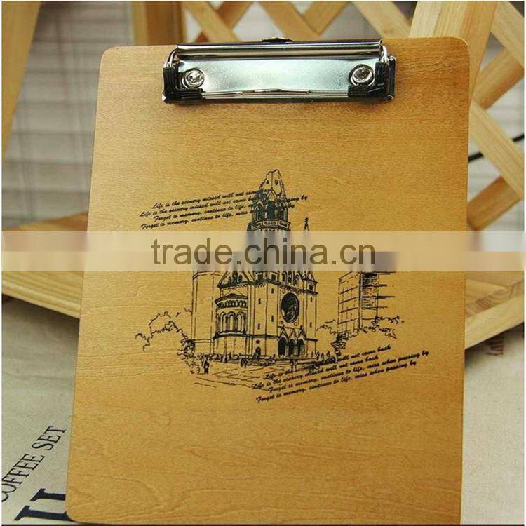 A4A5A6 Wood Clipboard with flat metal Clip Restaurant Menu Holders for coffee Catering Memo Clipboard promotion gift