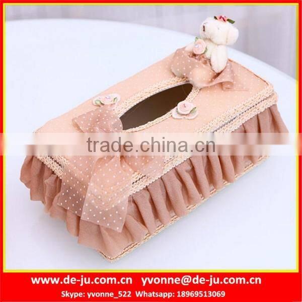 Lacework Sewing Red Decorative Tissue Boxes