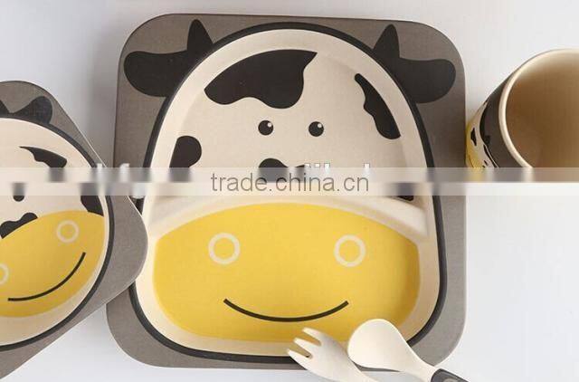 2016 hot sale biodegradble bamboo fibre kid's dinner set