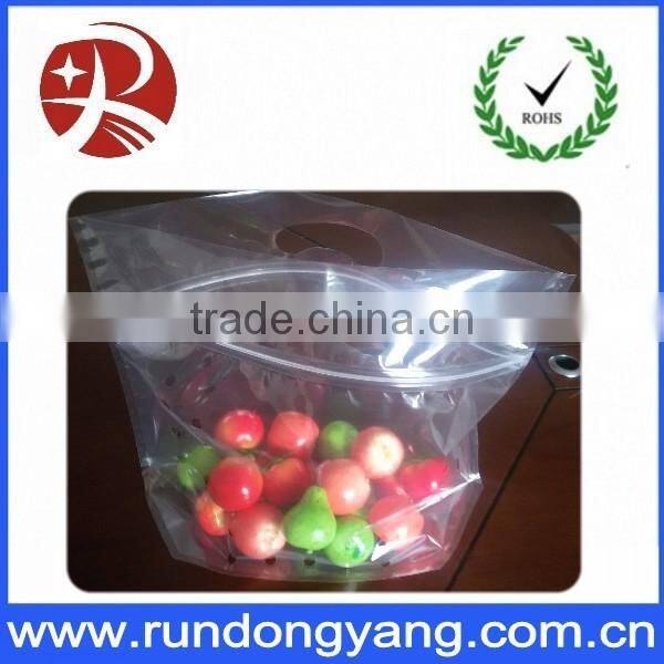 transparent CPP slider zip lock fruit bag with handle and air holes