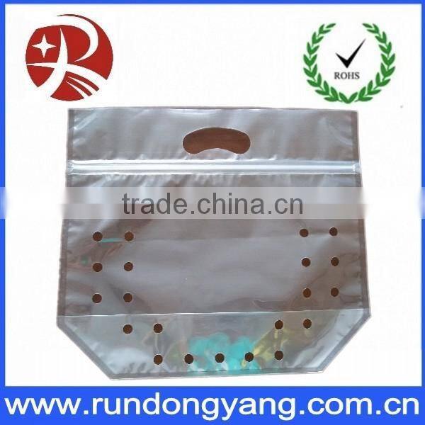 plastic slider zip lock zipper fruit bag with handle and air holes