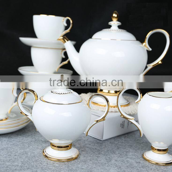 ceramic gold plated 24pcs tea set porcelain tea pot set fine royal porcelain tea set