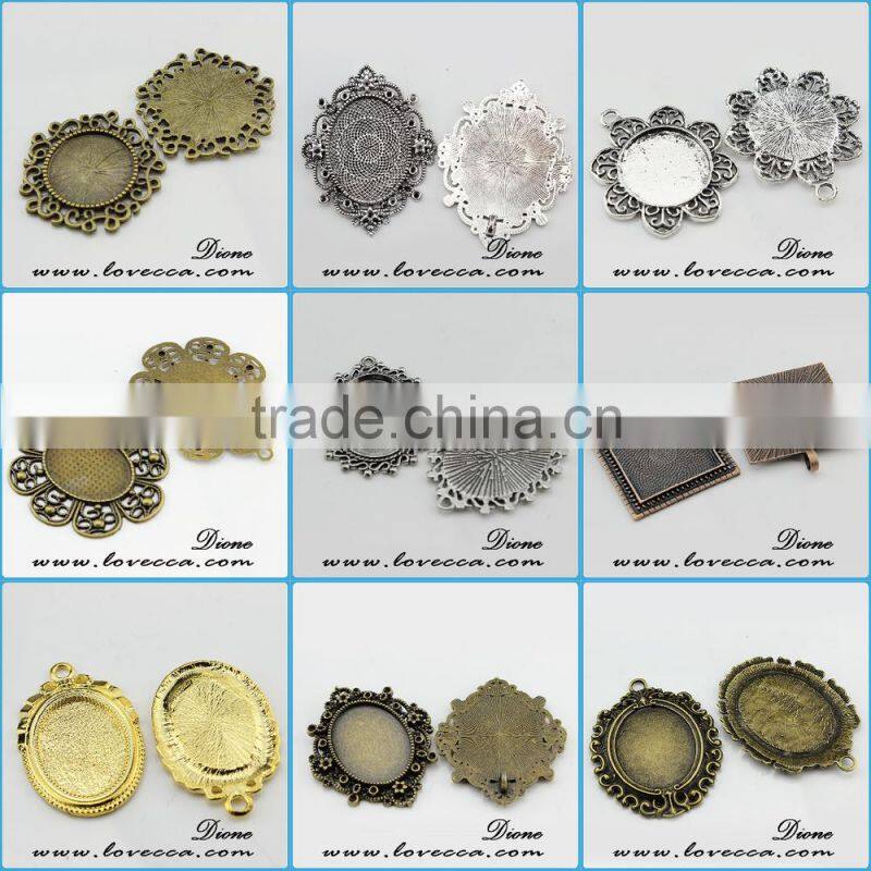Silver DIY pendant cabochon settings,silver jewelry cameo jewelry settings,Silver Metal Charms setting